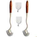 2pcs long handle toilet brush, wooden handle toilet brush, curved design angled cleaning brush, for deep cleaning
