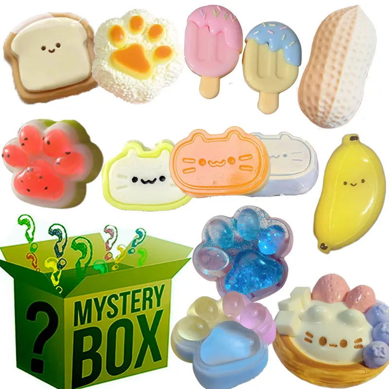 Mystery Fidget Toy Kawaii Cat's Paw,Simulated Food,Antistress Foot Squishy Toy, Squeeze Toy, Mochi Squishy, Stress Reliever Toys