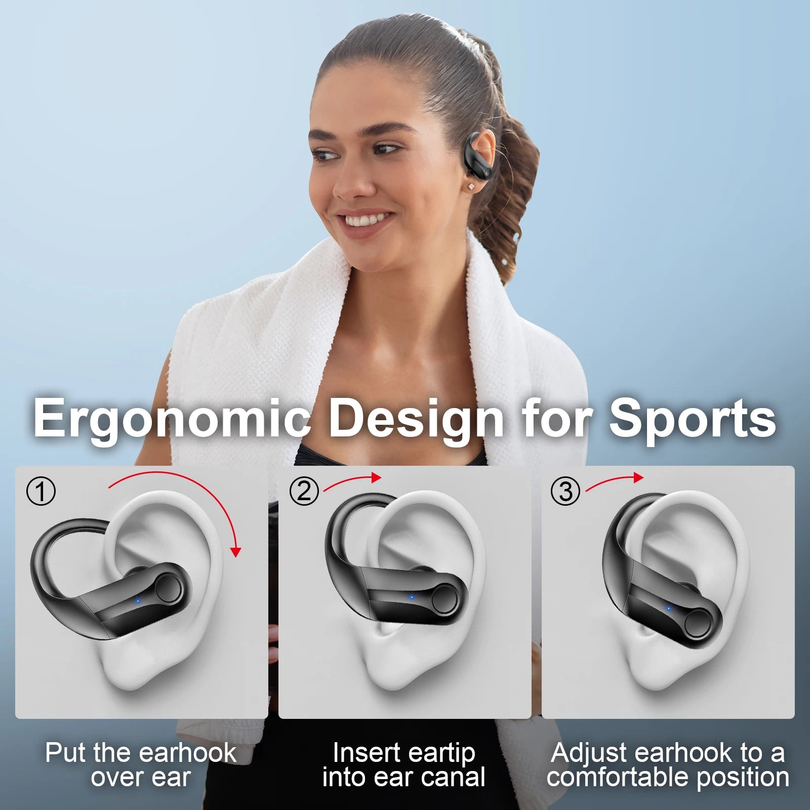 Wireless Earbuds, Bluetooth 5.3 Earbuds Stereo Bass, in-Ear Noise Cancelling Mic, Earphones IP7 Waterproof Sports, 50H Playback.